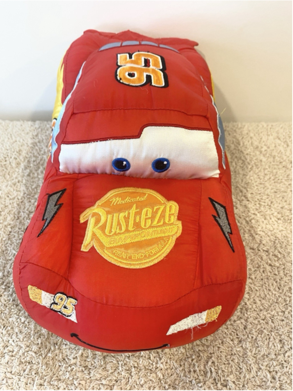 Disney Store Exclusive Lightning McQueen Cars Plush Pillow 13” Rust-eze #95